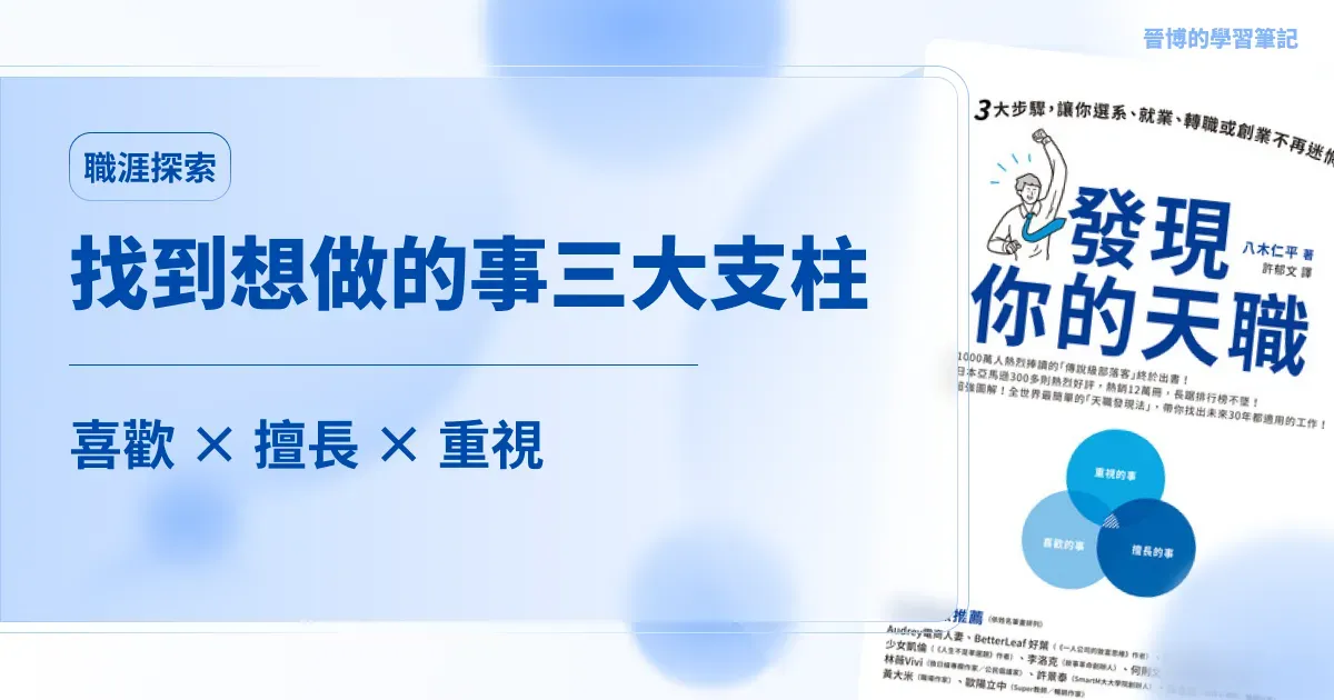 找到「想做的事」的三大支柱：喜歡 × 擅長 × 重視